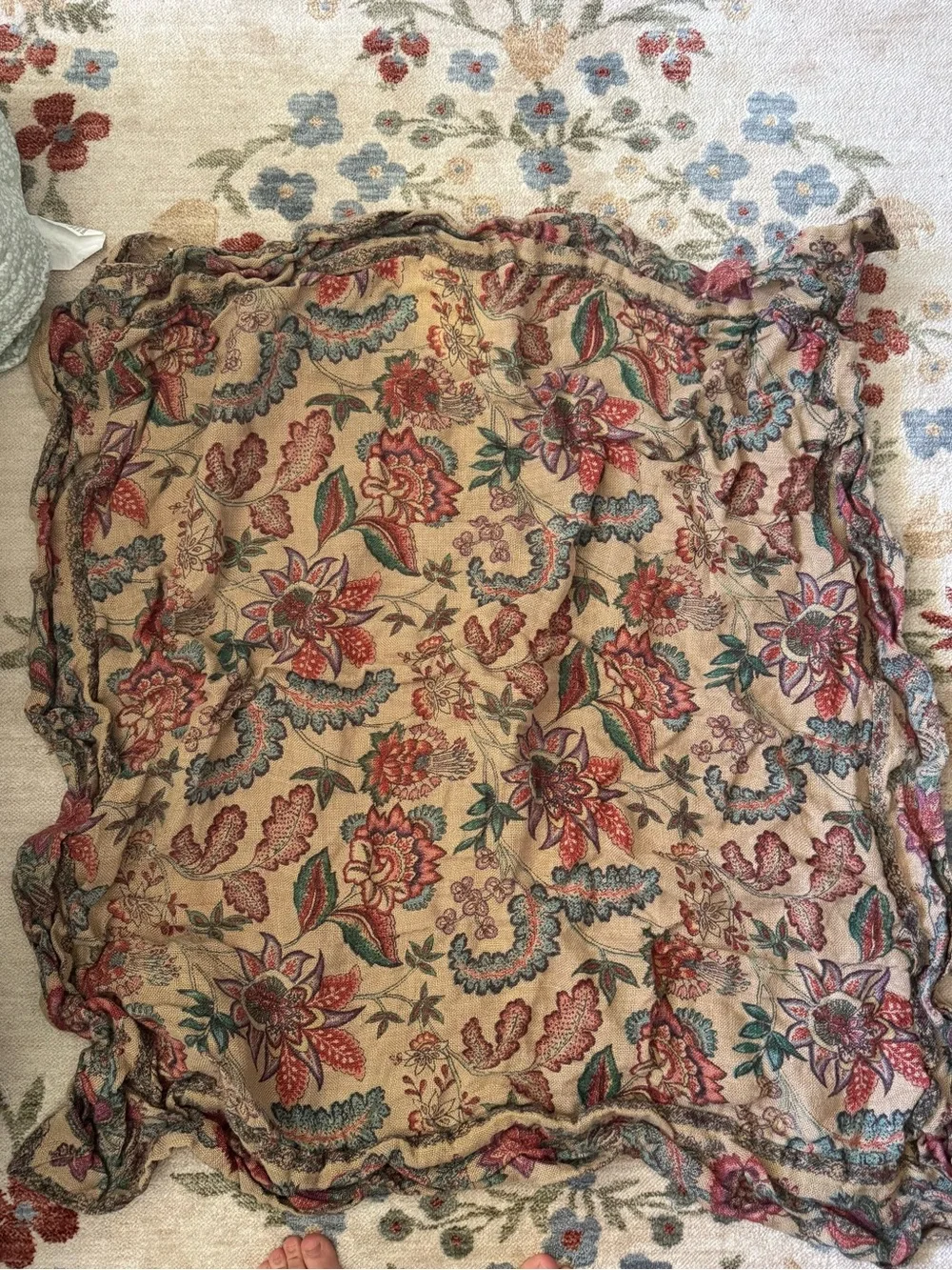 April Cornell for Danica burlap floral tapestry tablecloth